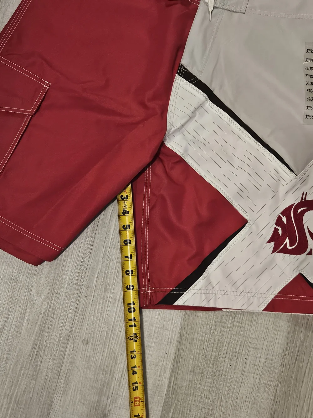 WSU Cougars Men’s 2XL Boardshorts – Red White Gray Campus Drive